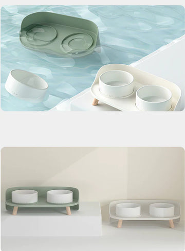 Bone China Double Cat Bowl