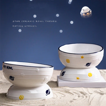 Starry Sky High Foot Cat Bowl