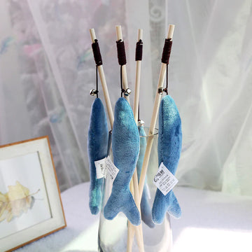 Blue Fish Shaped Cat Toy Wand