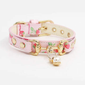 Hand Made Leather Pet Collar Strawberry