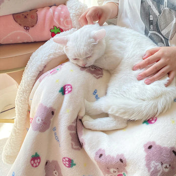 Strawberry Bear Cat Blanket