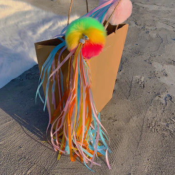 Rainbow Series Handmade Fluffy Cat Toy Wand