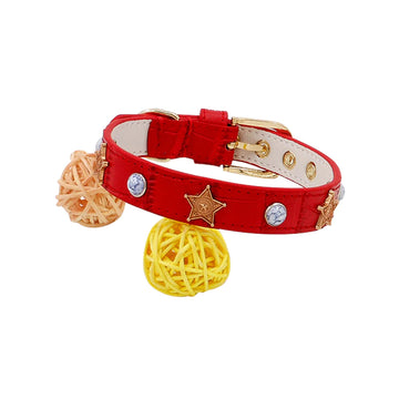 Hand Made Leather Star Pet Collar