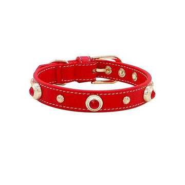 Hand Made Leather Colored Diamonds Pet Collar
