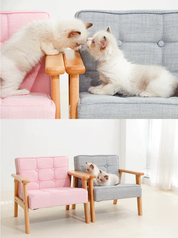 Wood Backrest Cat Sofa Chair