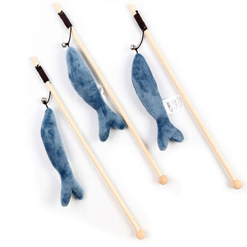 Blue Fish Shaped Cat Toy Wand