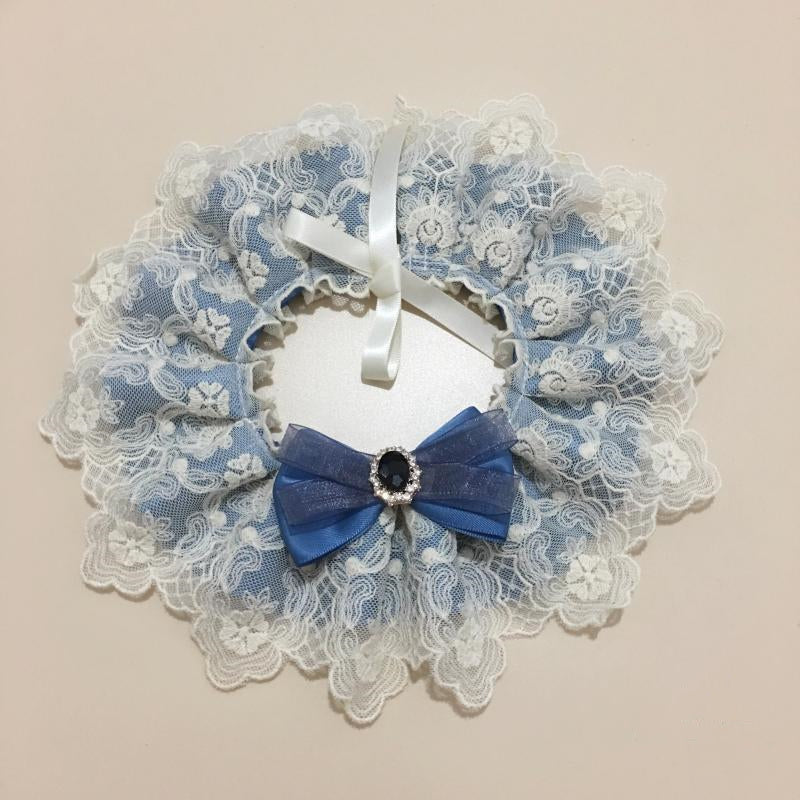 Hand Made Blue Lace Cat Bib